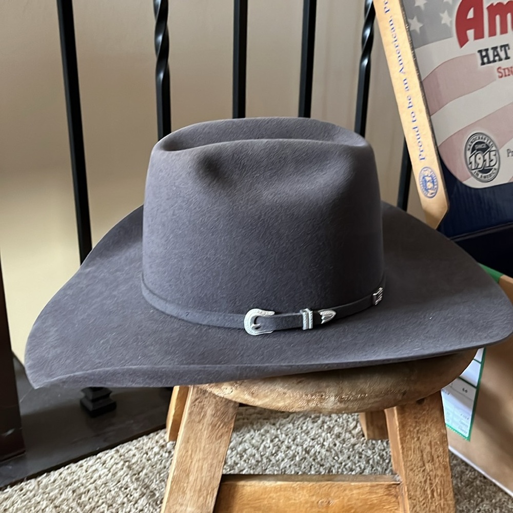 size 6 3/4 long oval shape Gray Cowboy Cowgirl Felt Hat - Picture 2 of 5